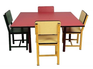 Square Metal Framed Nursery Table and Chair